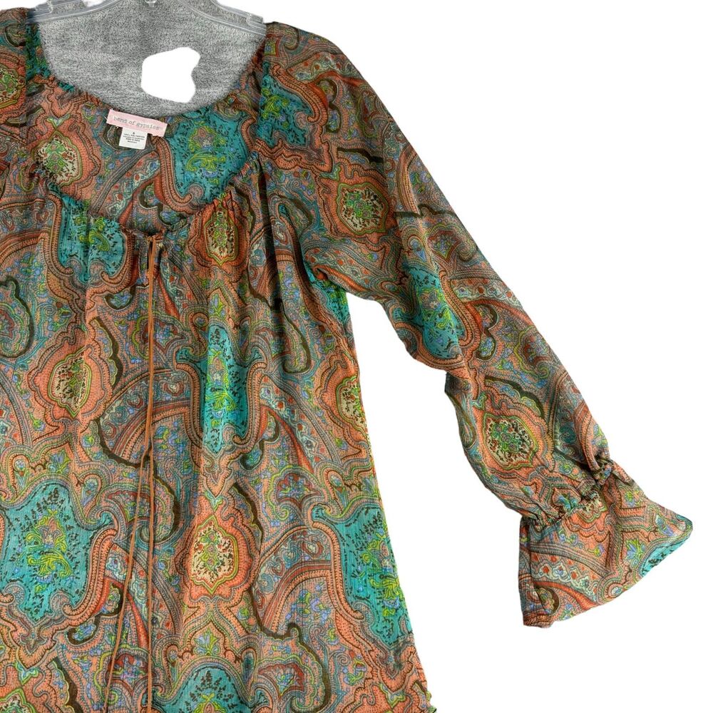 Band Of Gypsies Dress Women’s Small Colorful Paisley Sheer Long Sleeve Top Boho - Picture 5 of 10